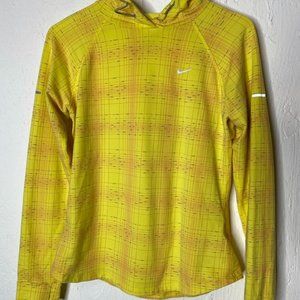 Nike Dri Fit running hoodie yellow size M reflectors vented back